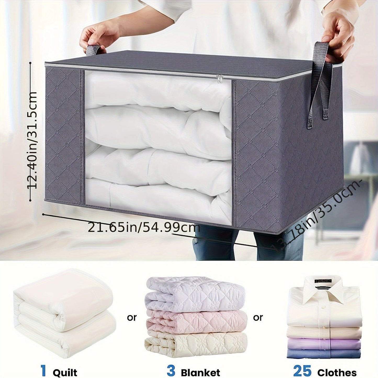 Spacious Foldable Fabric Storage Bins - Perfect for Organizing Clothes, Blankets, and Beyond - Great for Bedroom, Dorms, and Wardrobes, Convenient Under-Bed Storage