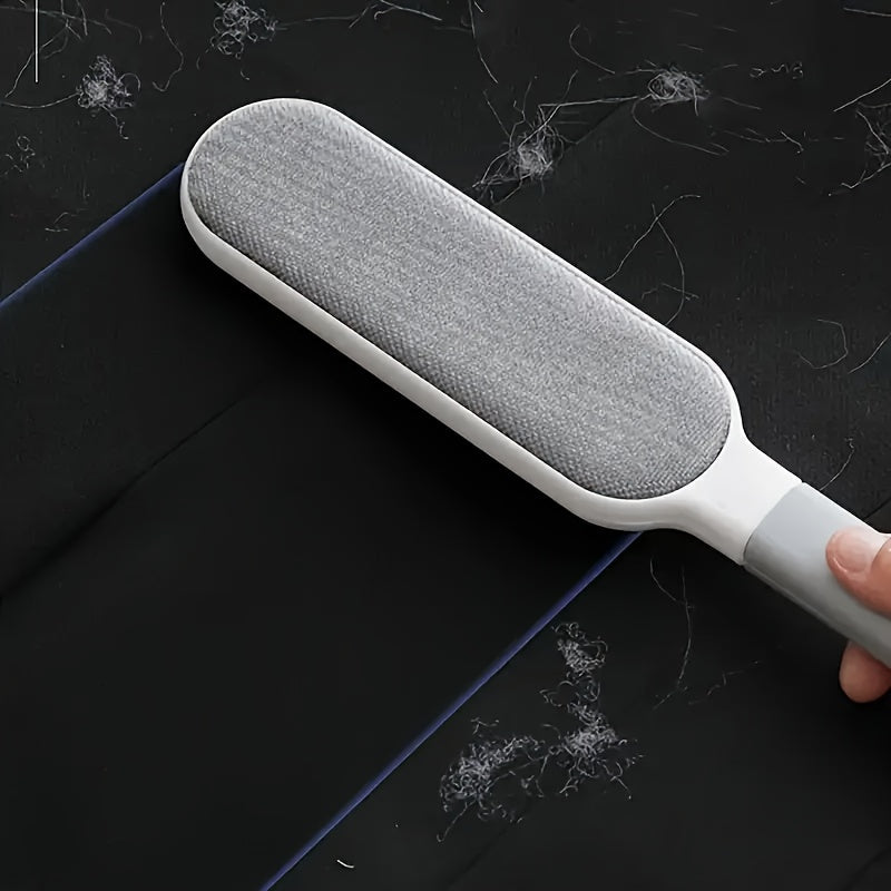 Introducing the PetPro Reusable Double-Sided Lint Remover: A Manual Electrostatic Dust Brush designed for removing cat fur, lint, and dust from clothes, sofa, furniture, bedding, and carpet. This plastic brush requires no electricity, making it ideal for