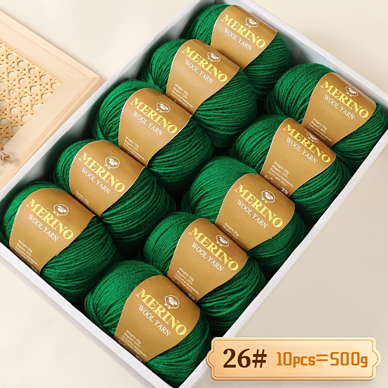 10 JIUWEIDIAOWANG Merino Wool Yarn balls, 500g each, 212 Medium Weight, Hand-Dyed DIY material for knit apparel - Multicolor Gradient, Chunky & Fine Blend, Camel Hair, Autumn Winter.