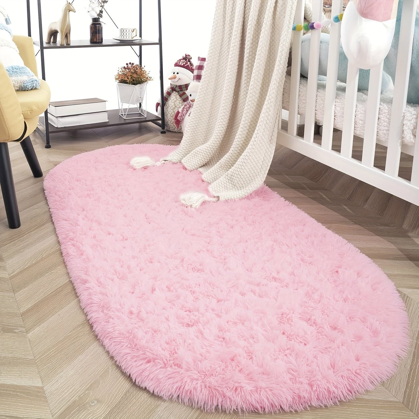 Soft and fluffy shag area rug suitable for living room or bedroom, non-slip and machine washable for convenient maintenance. Elevate your home decor with this luxurious floor carpet.