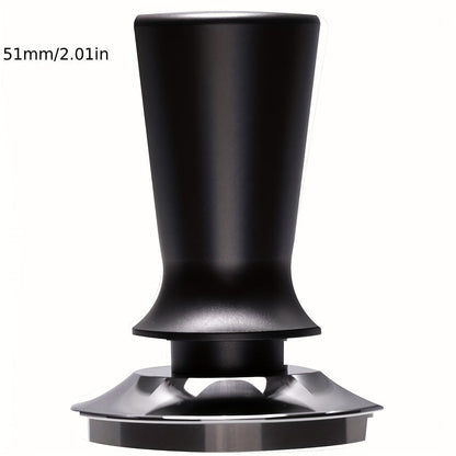 Calibrated Espresso Tamper with Spring Aluminum Handle and Stainless Steel Flat Base - 1pc in 51/53/58mm sizes, includes Coffee Mat