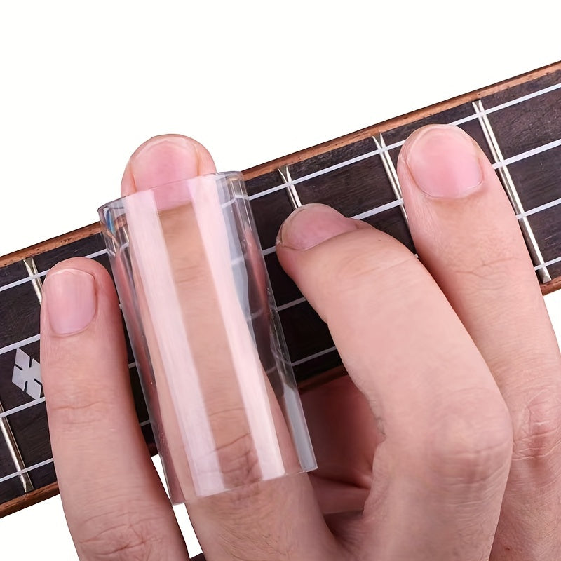 1 Guitar slide stick and finger ring made of glass or stainless steel, with finger sleeve made of clear glass or bakelite.