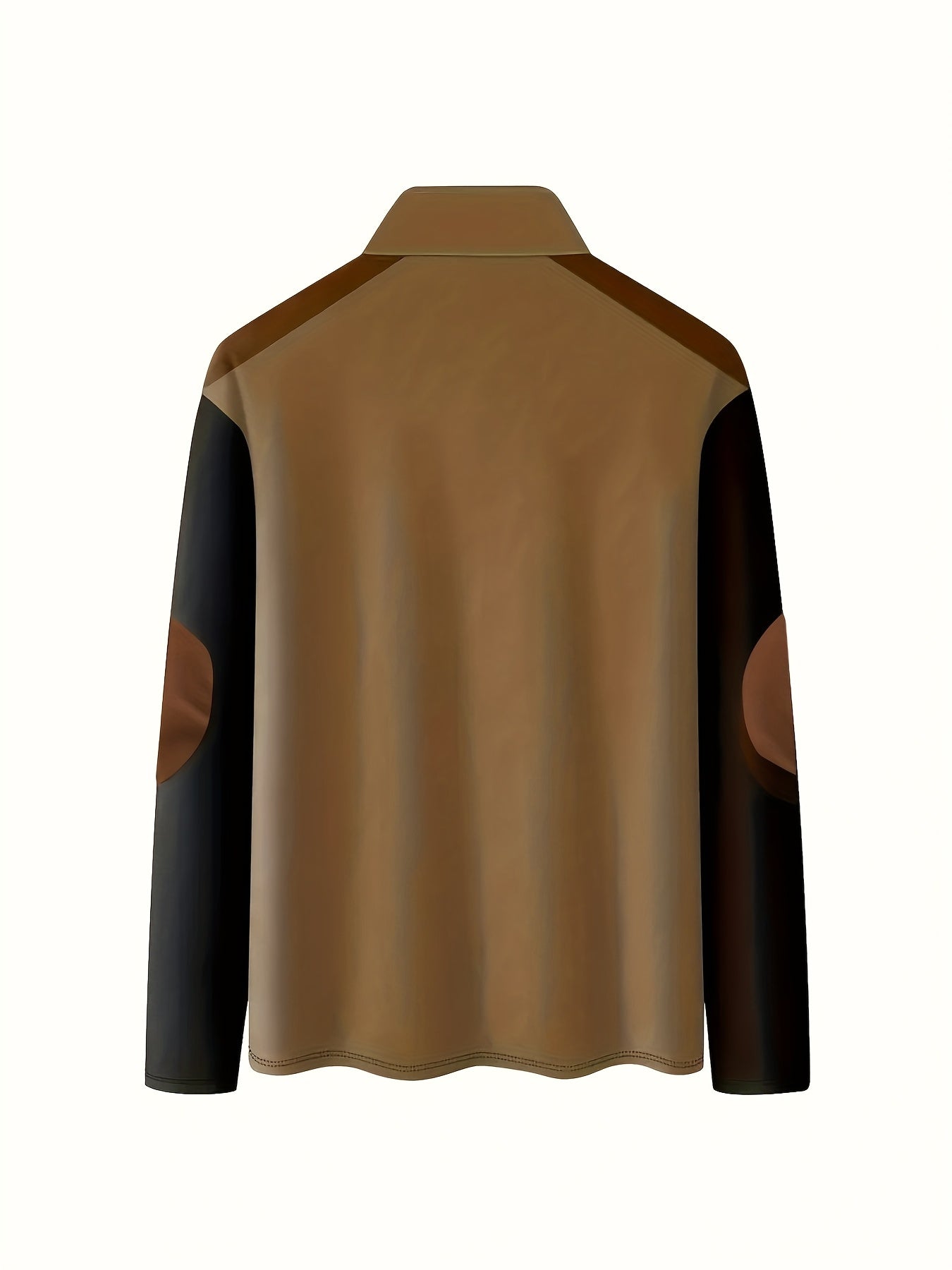 Men's Deer Print Golf Shirt - Long Sleeve Half-Zip Collared Outdoor Shirt in Black/Brown colors. Made of polyester and machine washable. Ideal for Fall/Winter leisure activities. Great gift