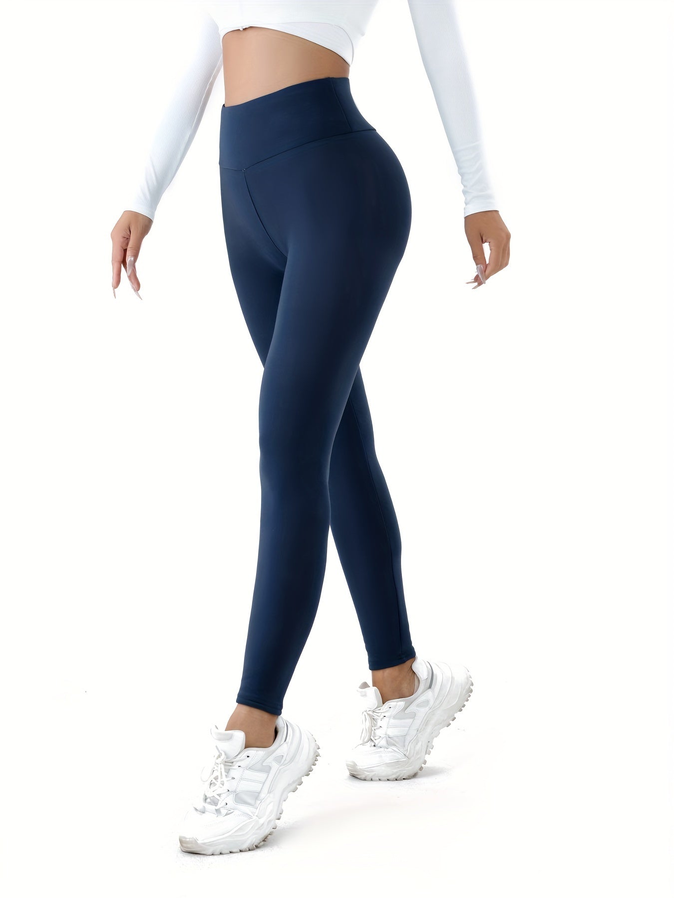 Winter thermal pants with fleece liner, high waist elastic tights for women's comfort in lingerie and sleepwear.