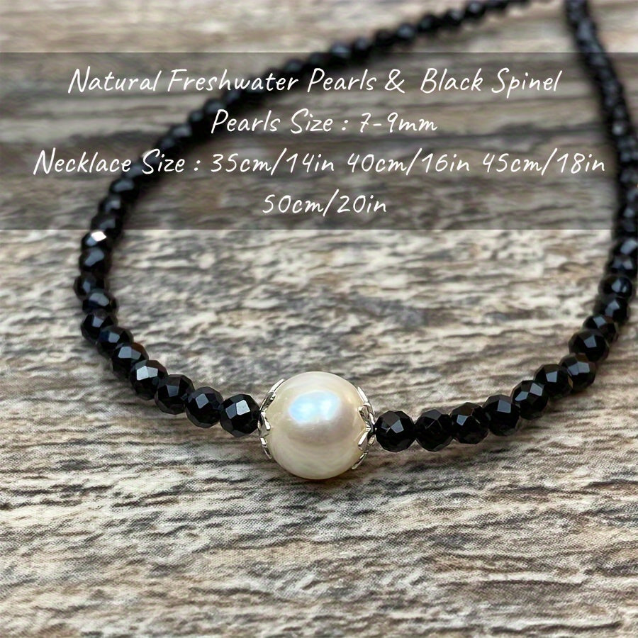 This exquisite Black Onyx and Freshwater Pearl Necklace is lovingly handcrafted and is the ideal gift for anyone. Whether it's for her or him, this timeless piece is perfect for daily wear or special occasions like weddings. The Black Onyx gemstone is