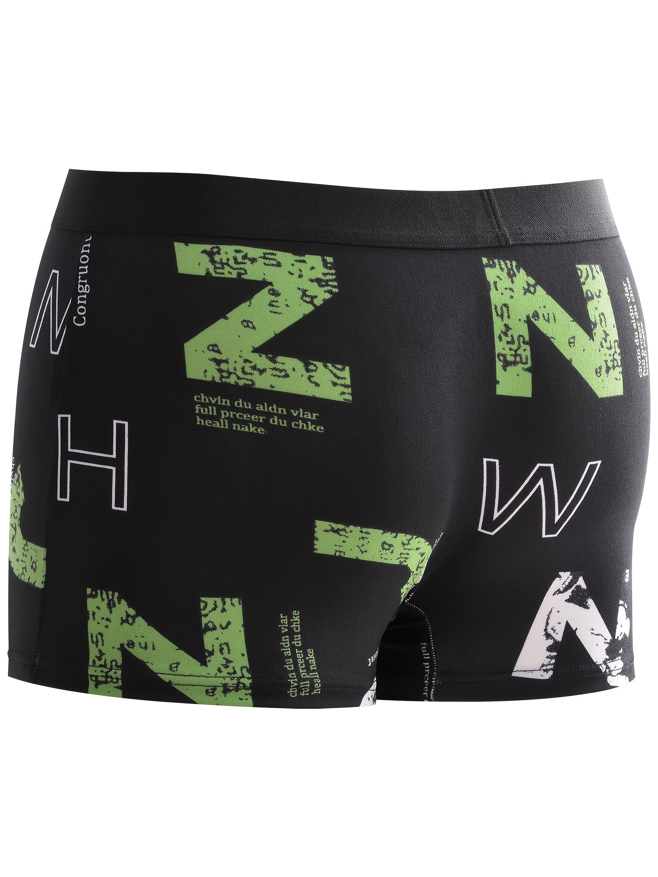 1/6pcs Men's breathable boxer briefs with letter patterns, quick-drying, four-way stretch, knitted polyester fabric for everyday and casual wear.