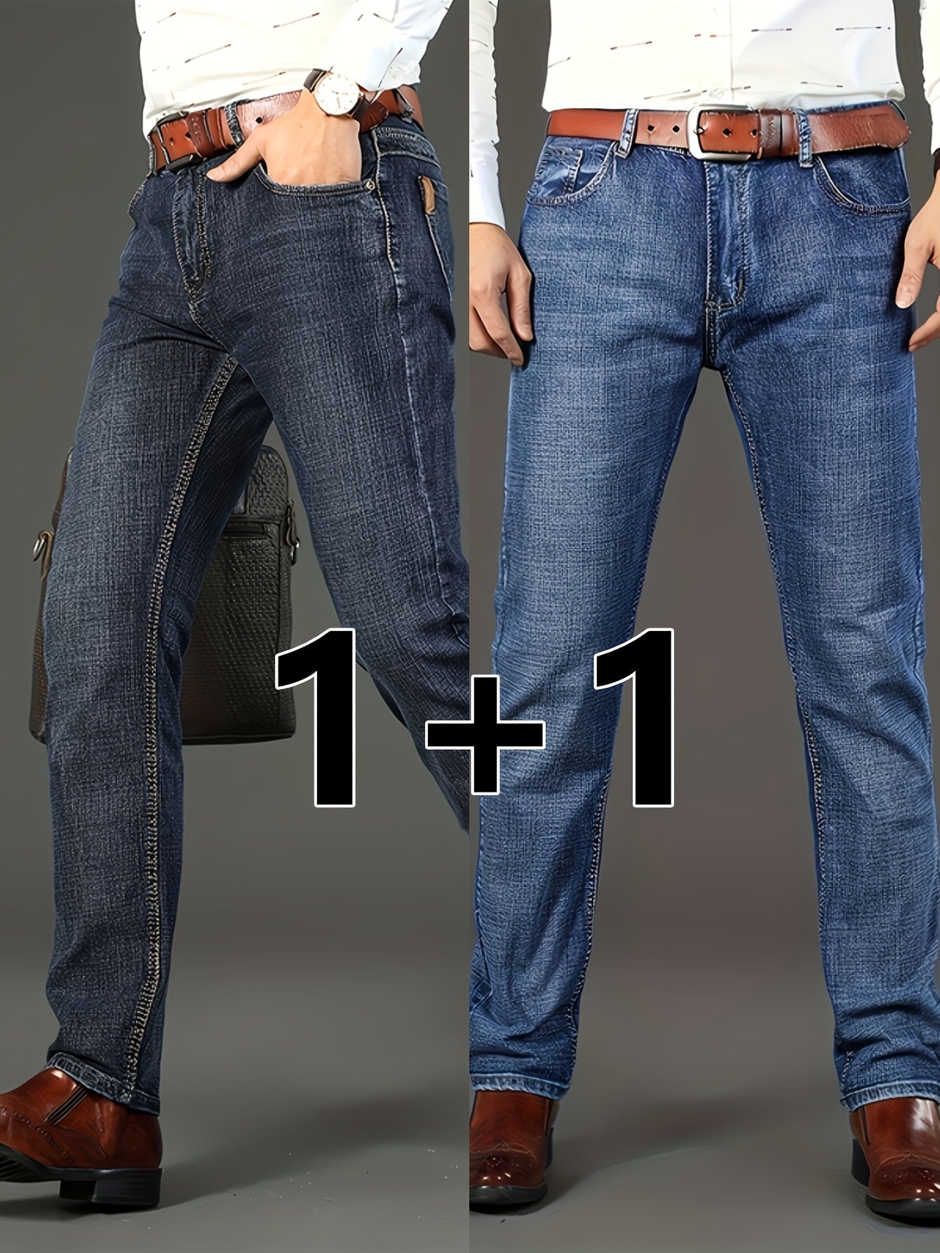 2 Men's Denim Pants with Pockets for Outdoor Activities