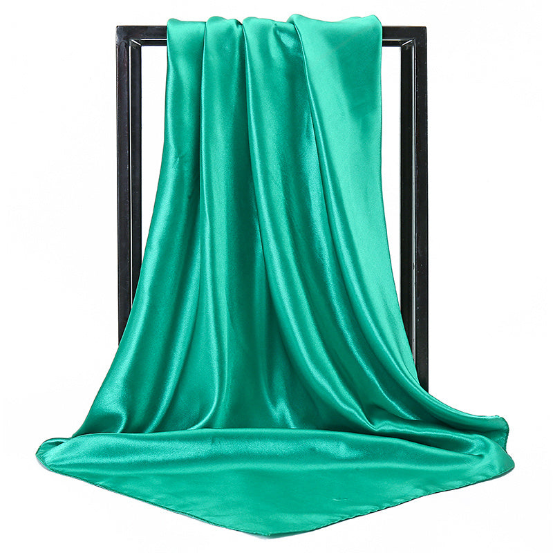 Large satin square scarf for women, suitable for hair wrapping or as a gift. Made from imitation silk.