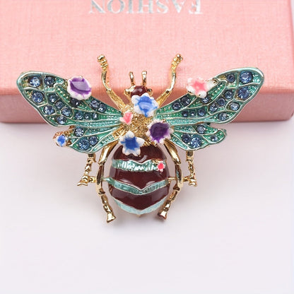 Beautiful Bee Brooch with Rhinestones and Unique Shape - Stylish Lapel Pin for Scarves and Fashion Statements - Vintage Inspired Design