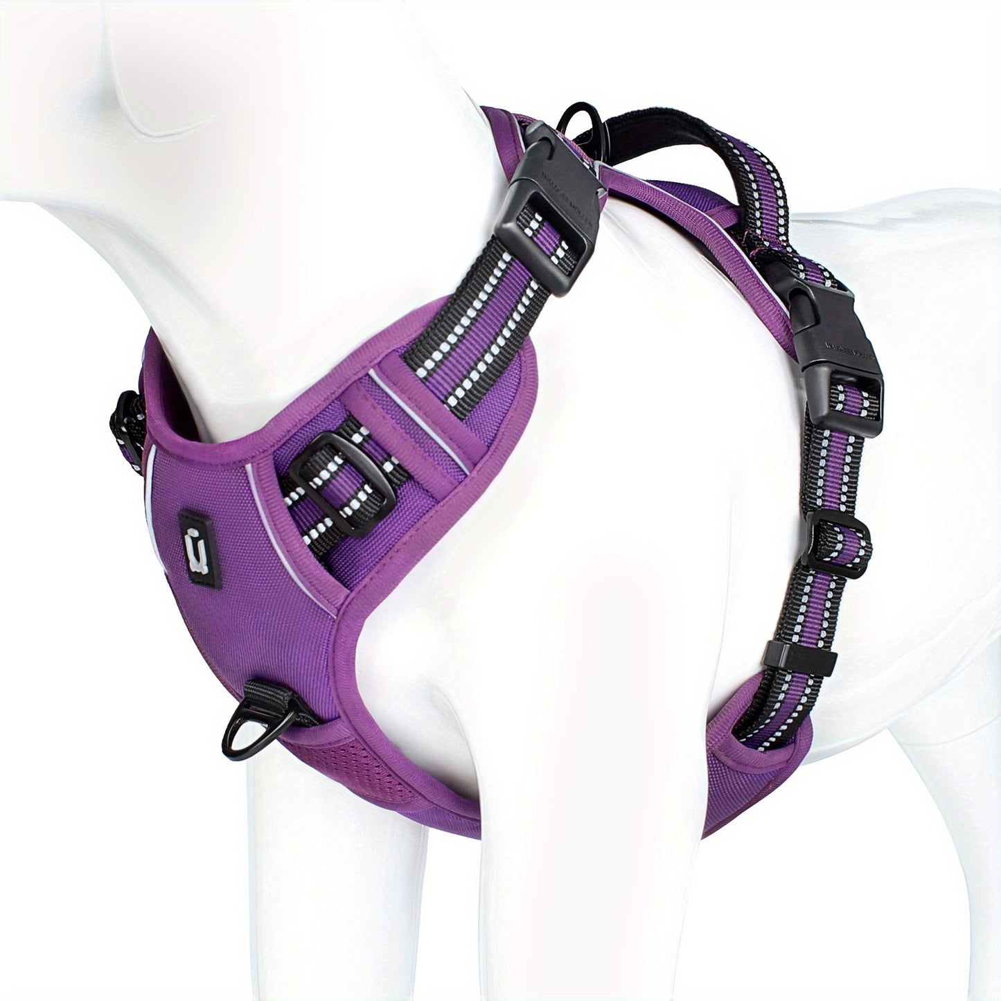 Reflective no-pull dog harness with handle for easy walking and training