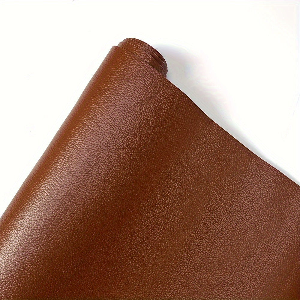 Self-adhesive leather repair film in a roll, suitable for repairing sofas, car seats, motorcycle seats, and interior door refurbishment. Waterproof litchi grain faux leather film that is fade and peeling resistant.