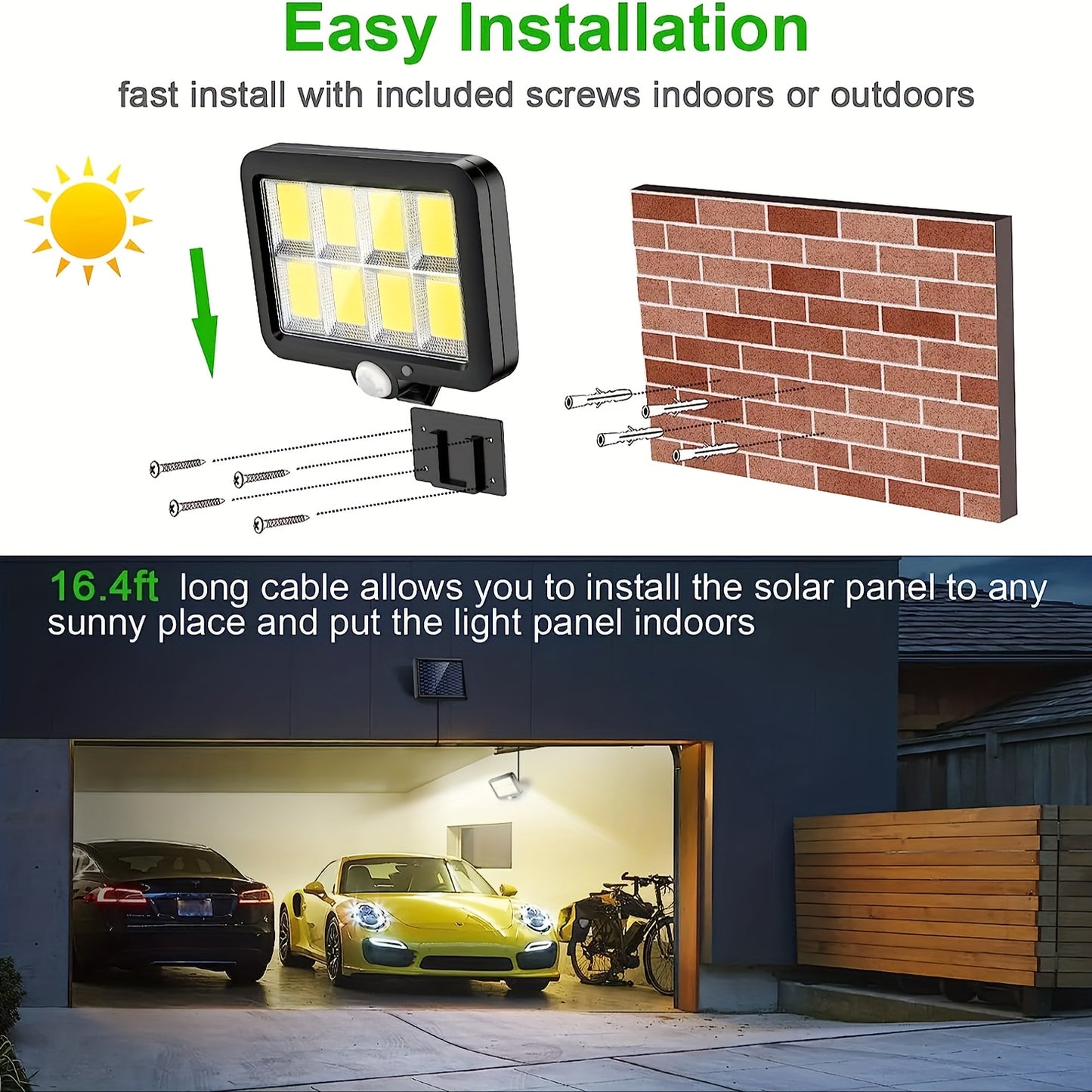 Moons Benn Solar-Powered LED Wall Light with Motion Sensor and 3 Lighting Modes, perfect for outdoor decor.