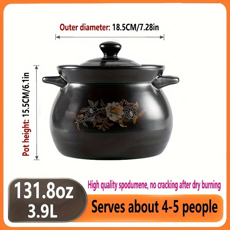 High Quality Ceramic Stew Pot - Gas Stove Safe - Perfect for Stews, Porridges, and Soups - Durable, Non-Stick, Easy to Clean - Your Kitchen's Best Companion