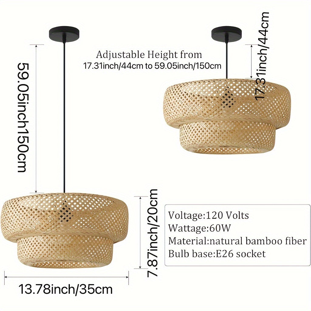 Handmade bamboo pendant light for living spaces in hotels and restaurants.