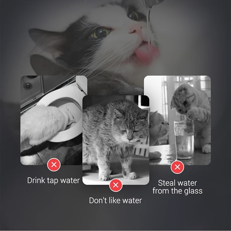 1.8L Smart Cat Water Dispenser with Faucet, Transparent Pet Water Filter Feeder