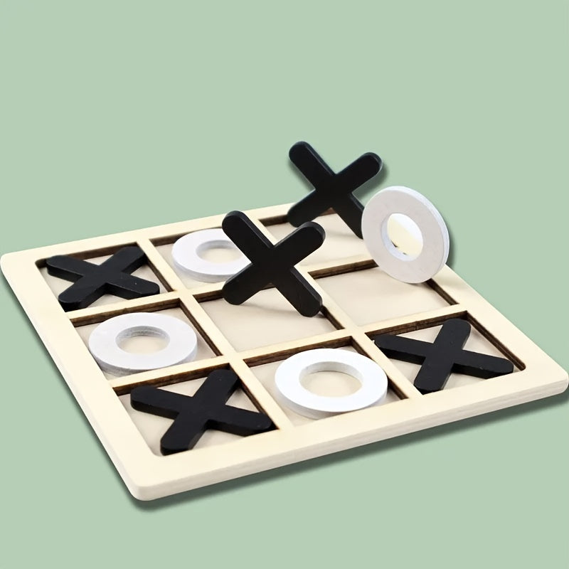 Small Wooden Tic-Tac-Toe & Chess Set - Fun Game for Kids, Great Birthday Present for Boys & Girls, Perfect for Party Gifts & Holiday Treats