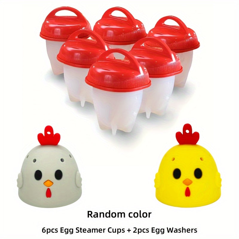 Set of 1 Non-Stick Silicone Egg Cooker - Easy to Clean Hard-Boiled Egg Holder, No Shell Egg Boiling Cups, Quick Poaching Egg Molds for Breakfast, Available in Various Colors