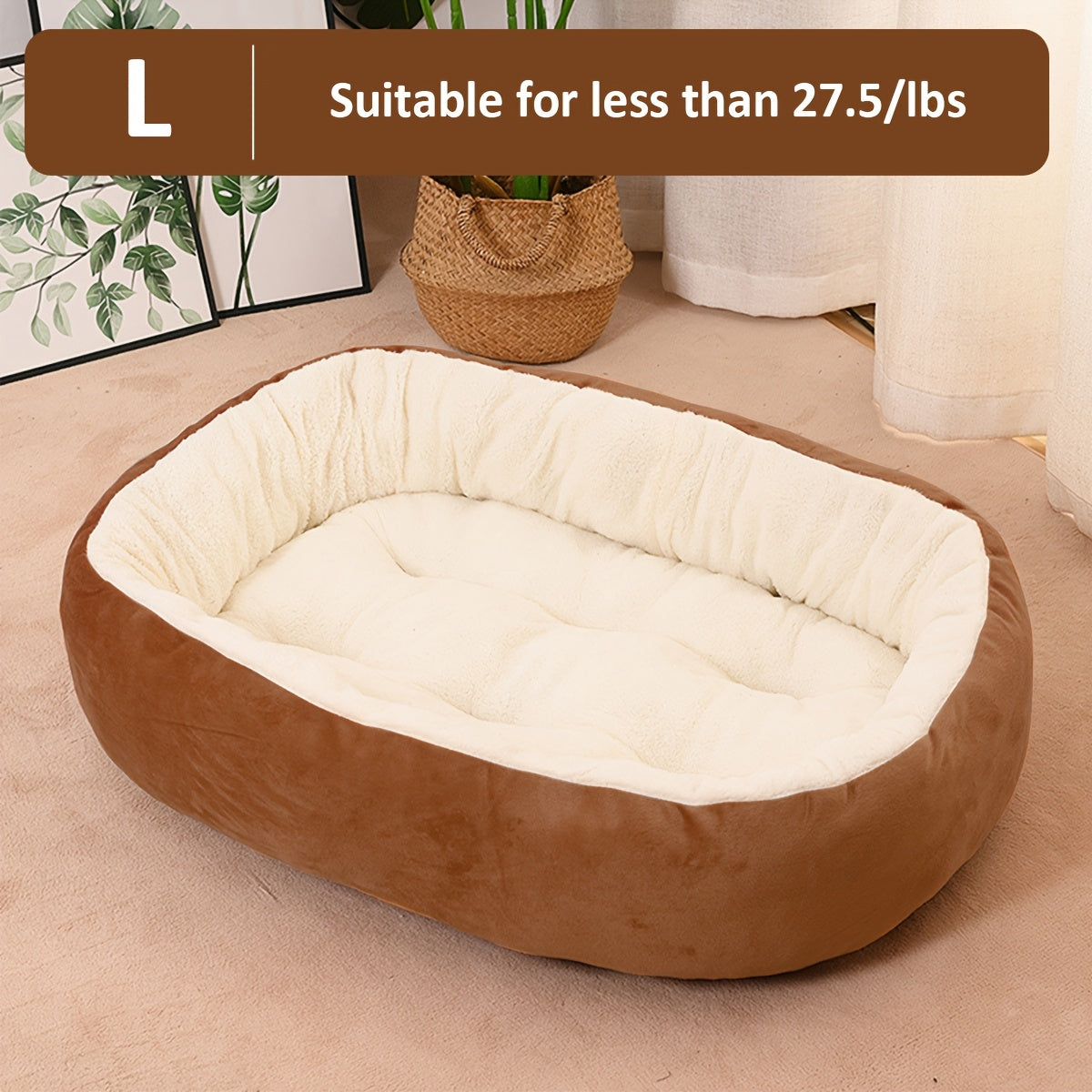 Cozy oval pet bed for small to medium dogs, plush polypropylene mat, non-assembled.