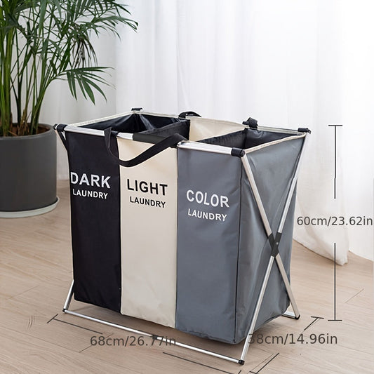 Foldable Laundry Basket with Aluminum Frame, Portable Laundry Sorter with 2/3 Sections, Ideal for Storing Dirty Clothes in Bathroom, Bedroom, or Home. Perfect Gift for Halloween or Christmas.