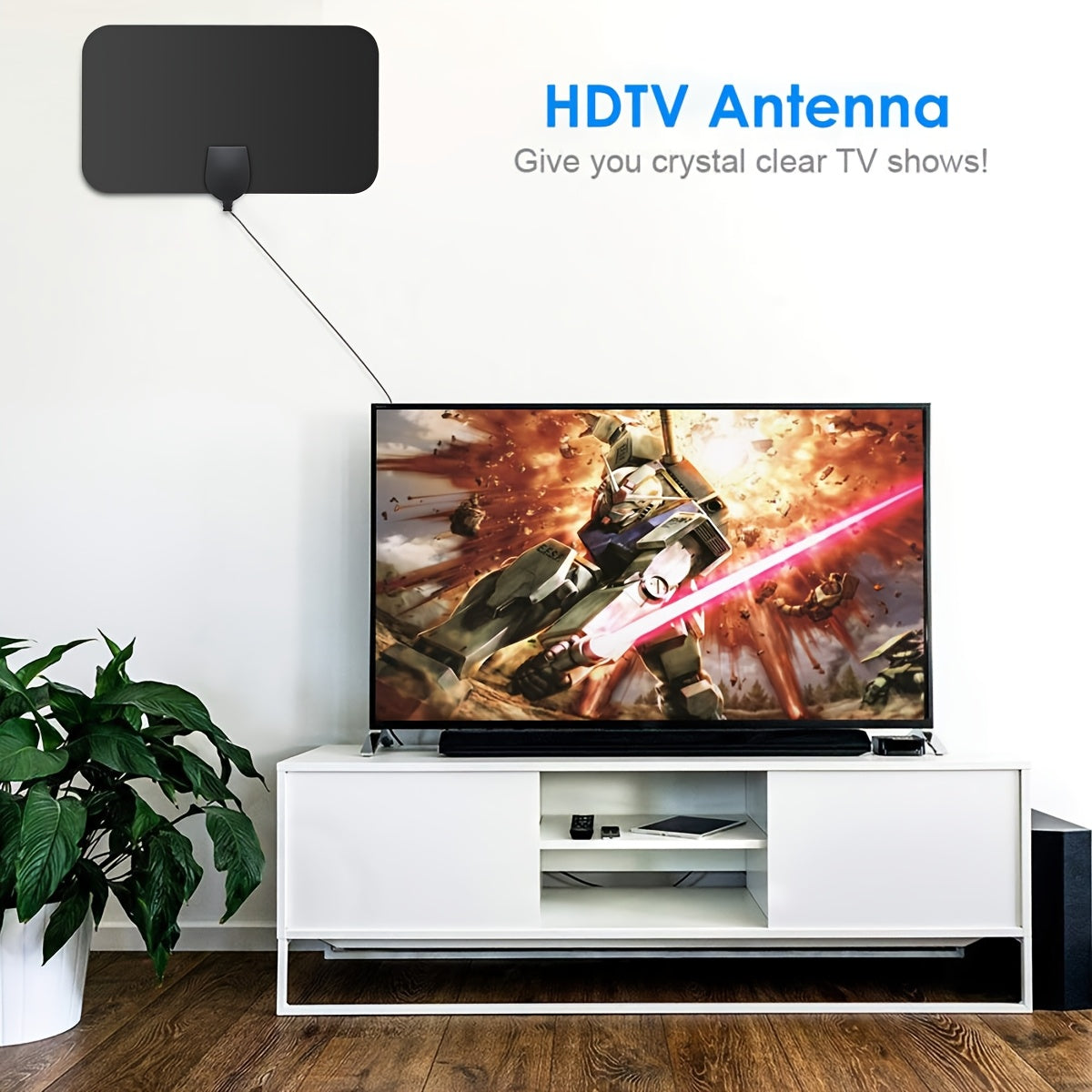 Ultra HD TV antenna for local channels, with up to 50+ miles range and signal booster. Compatible with both old and new TVs.