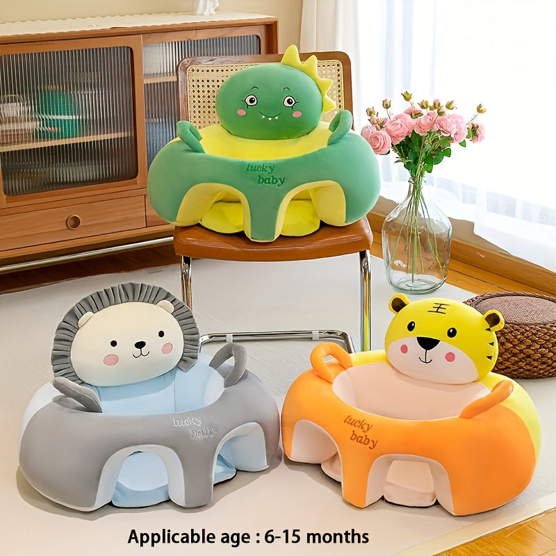 MIIYOUNG Baby High Chair featuring a Cartoon Animal Design, with a Low Center of Gravity Toddler Seat upholstered in Cute Plush Fabric. Indoor Child Learning to Sit Sofa includes a Sturdy Handle and under 3.2 Cu Ft Storage. Less than 68.58cm in Height.