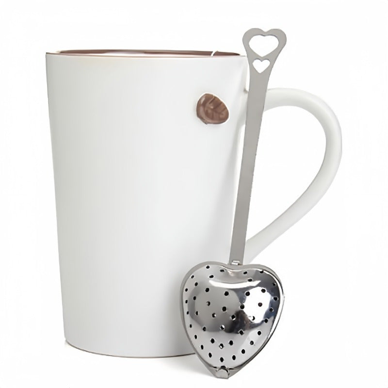 Heart-Shaped Stainless Steel Tea Infuser with Long Handle, Perfect for Loose Leaf Tea - Essential Kitchen Accessory for Tea Enthusiasts