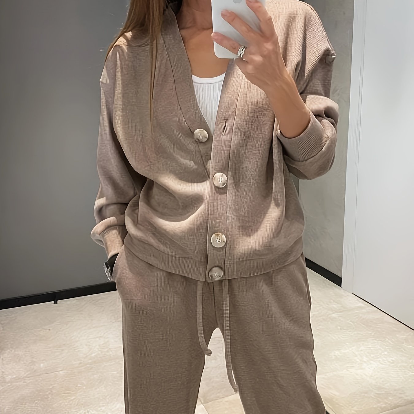 Women's Loose-Fit Long Sleeve Top and Pants Outfit