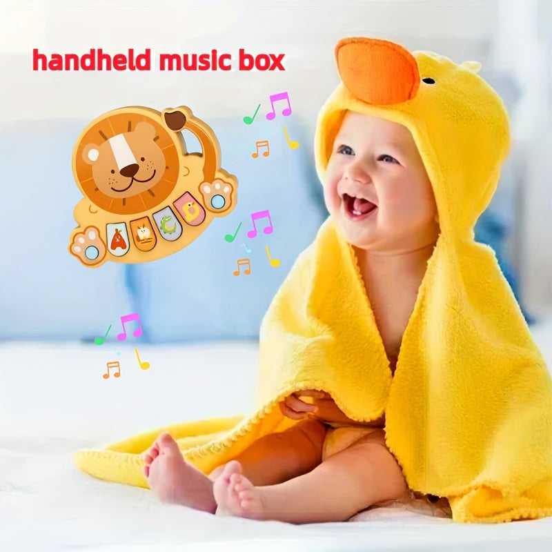 Lion Music Box Toy: A Cute Cartoon Musical Toy for Babies, Perfect for Learning and Education. Ideal Gift for Newborns for Christmas, Birthdays, or New Year. Made of Plastic in White, Pink, Yellow, or Blue. Requires AAA Batteries (not included) with a