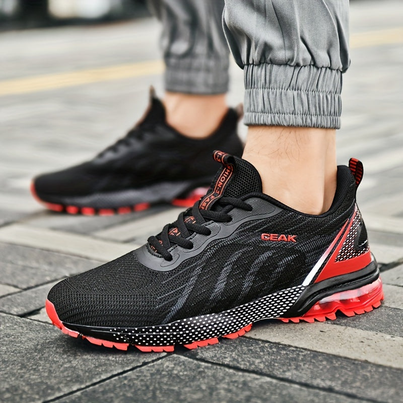 Breathable running shoes with shock absorption, non-slip lace-up sneakers for outdoor training.