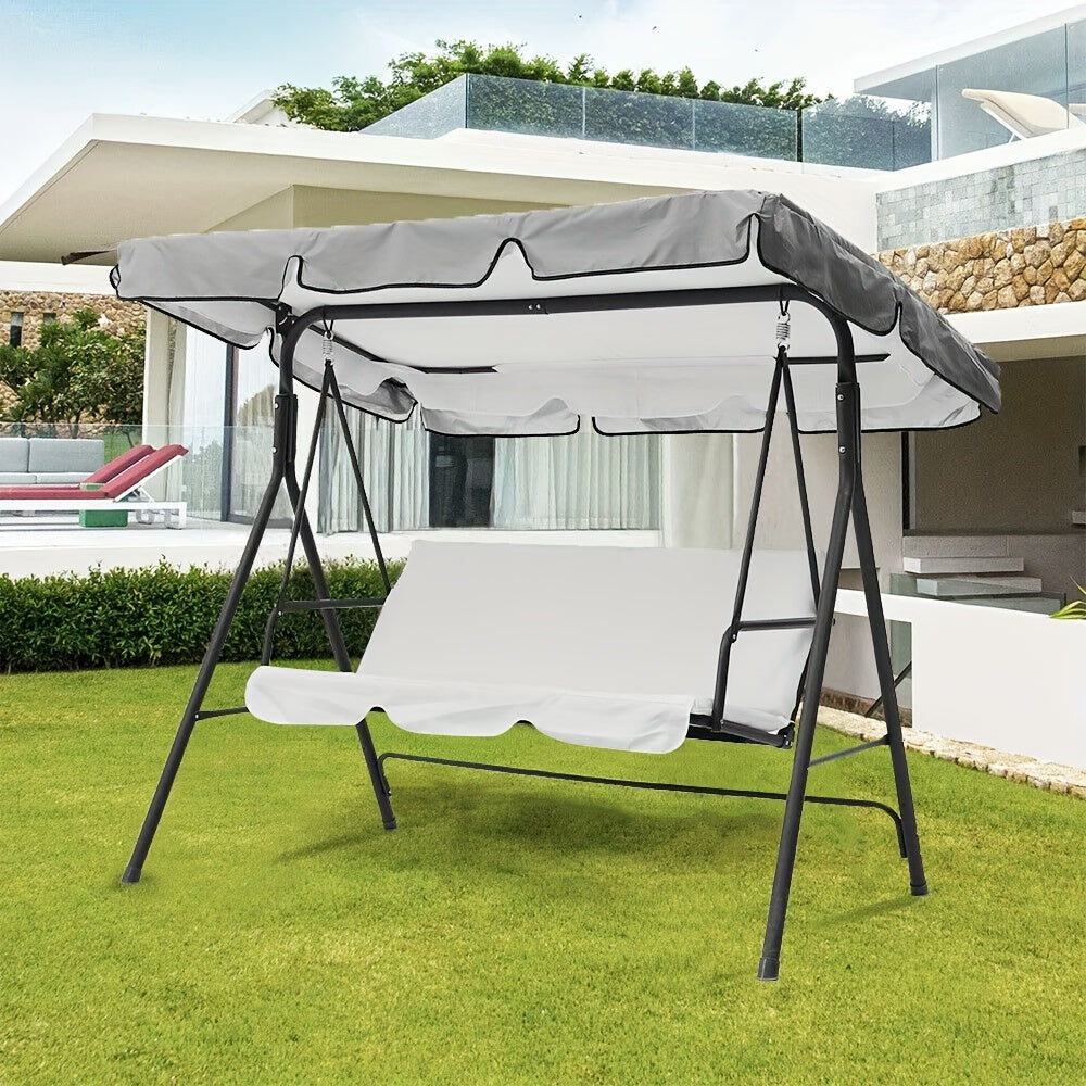 UV-protected waterproof swing canopy cover for outdoor garden patio, measuring 195x125cm with a plastic frame.