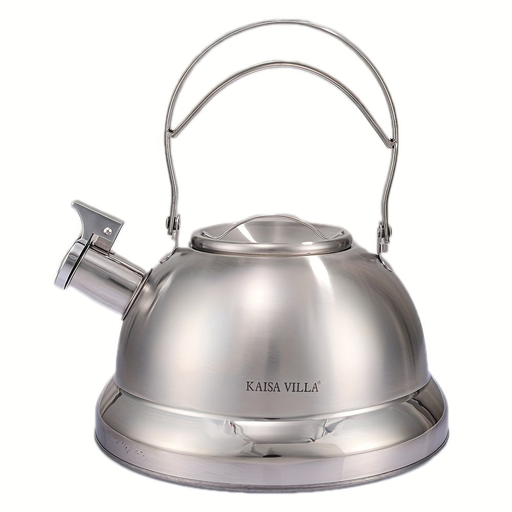 Kaisa Villa Stainless Steel Whistle Kettle, 3L, Suitable for Electric & Gas Stoves, No Electricity Needed, 3-Layer Composite Base, Ideal for Home Kitchen Utility