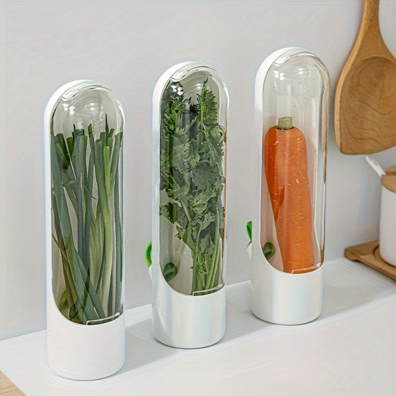 Set of Plastic Refrigerator Herb Saver Pods - Ideal for Preserving Coriander, Mint, Parsley, and Asparagus Freshness - Food Safe