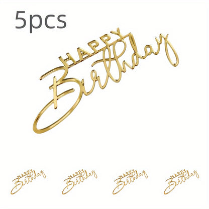 5pcs Classic Happy Birthday Acrylic Cake Topper for party and dessert table decoration and baking