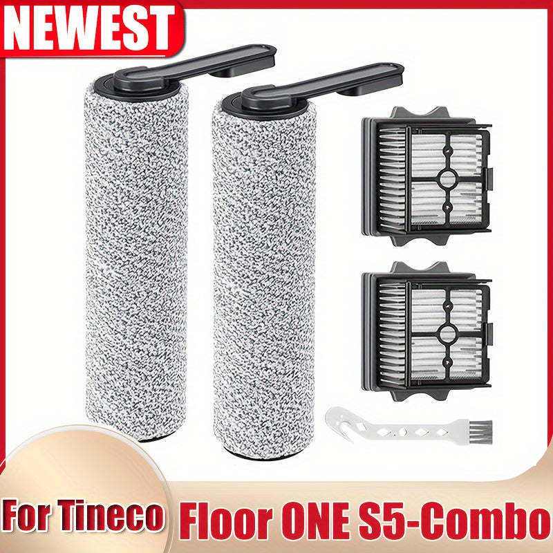 Replacement brush roller and HEPA filter accessories set for Tineco Floor ONE S5-Combo cordless wet dry vacuum cleaner. Not compatible with S5/S5 Pro models.