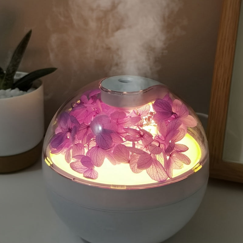 USB powered Everlasting Flower Humidifier purifies air quietly with aromatherapy for home, office, and school, for 220ml.