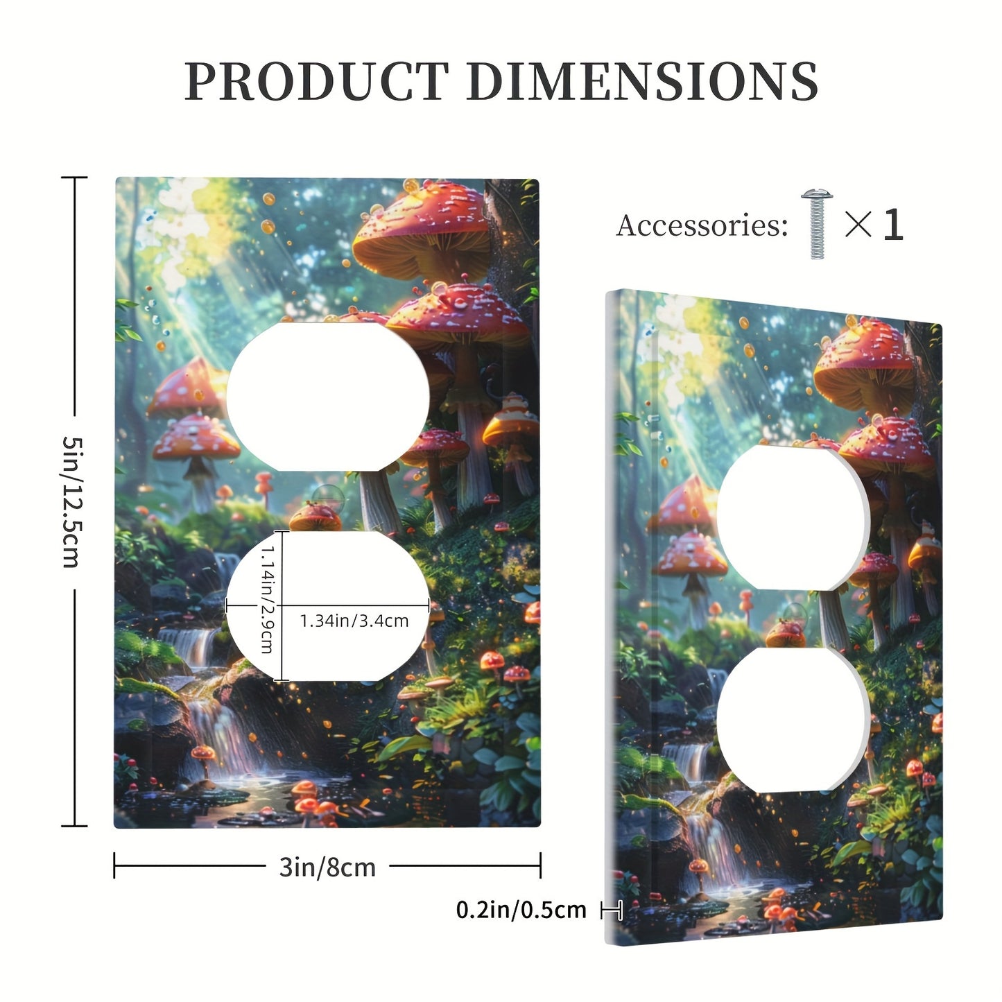 Modern decorative switch cover featuring mushrooms in a forest design. Ideal for bedroom, kitchen, or home decor.