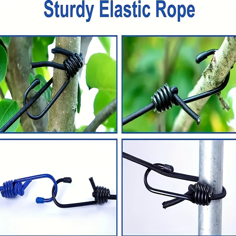 Adjustable Elastic Portable Travel Clothesline with 12 Clips - Retractable Camping Clothes Line Perfect for Indoor and Outdoor Use.