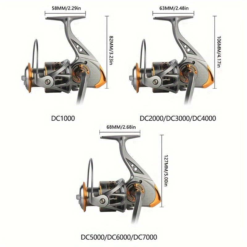 BILLINGS DC Series Spinning Fishing Reel with 5.2:1 Gear Ratio, 11.79KG Max Drag, CNC Metal Spool for Freshwater & Saltwater.