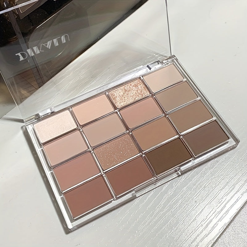 Dikalu 16-Color Eyeshadow Palette with Matte & Shimmer Finishes in Nude & Earth Tones, Long-lasting Delicate Powder for Everyday Glam Makeup Looks