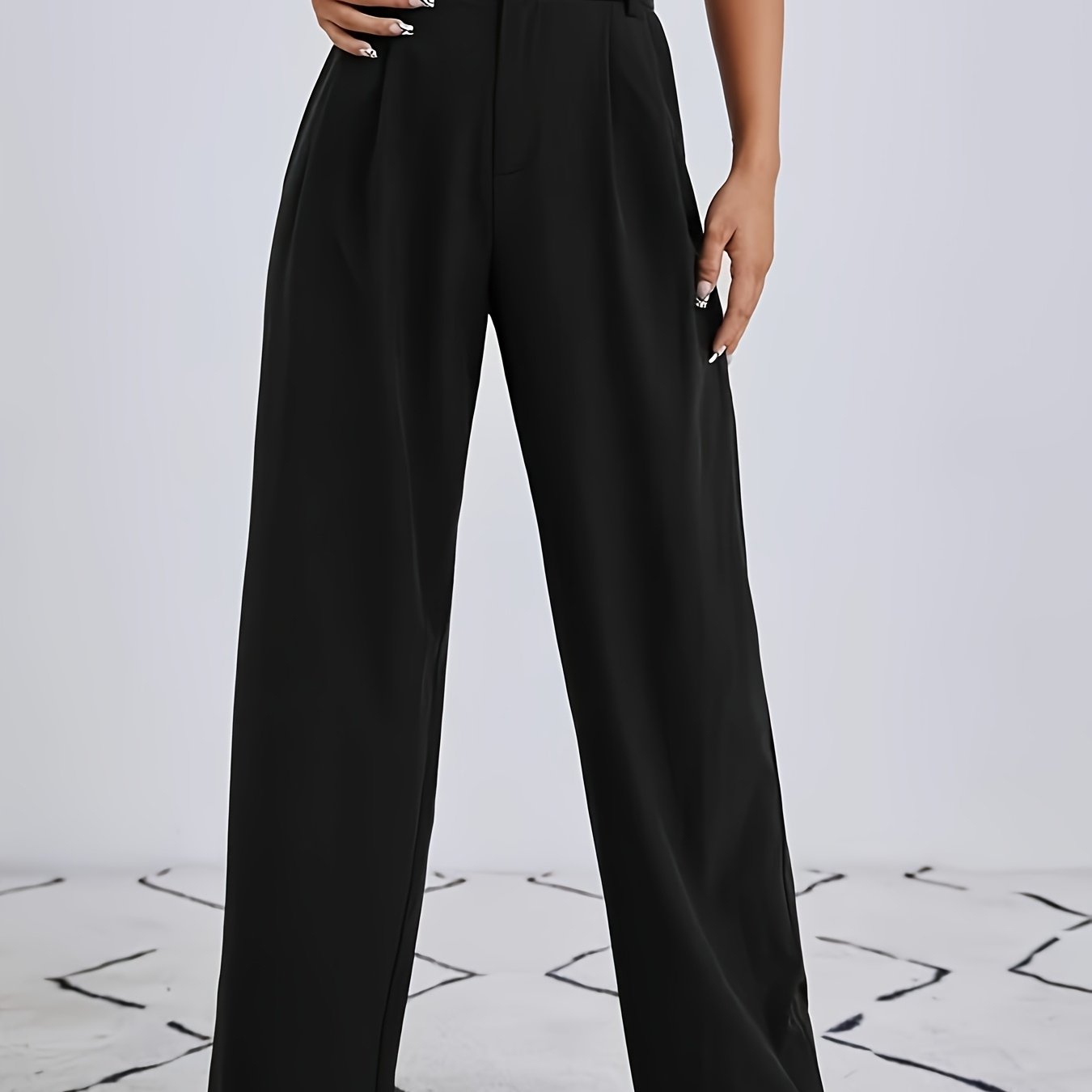 Pleated high-waist pants for women