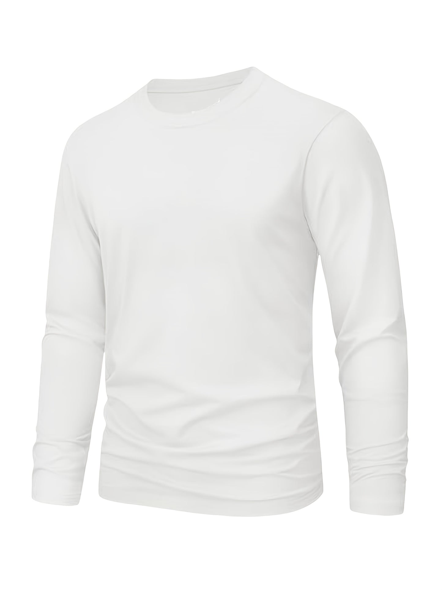 3 Men's Long Sleeve T-Shirts in Black, Beige, Gray - 100% Cotton, Breathable, Casual for Spring & Autumn