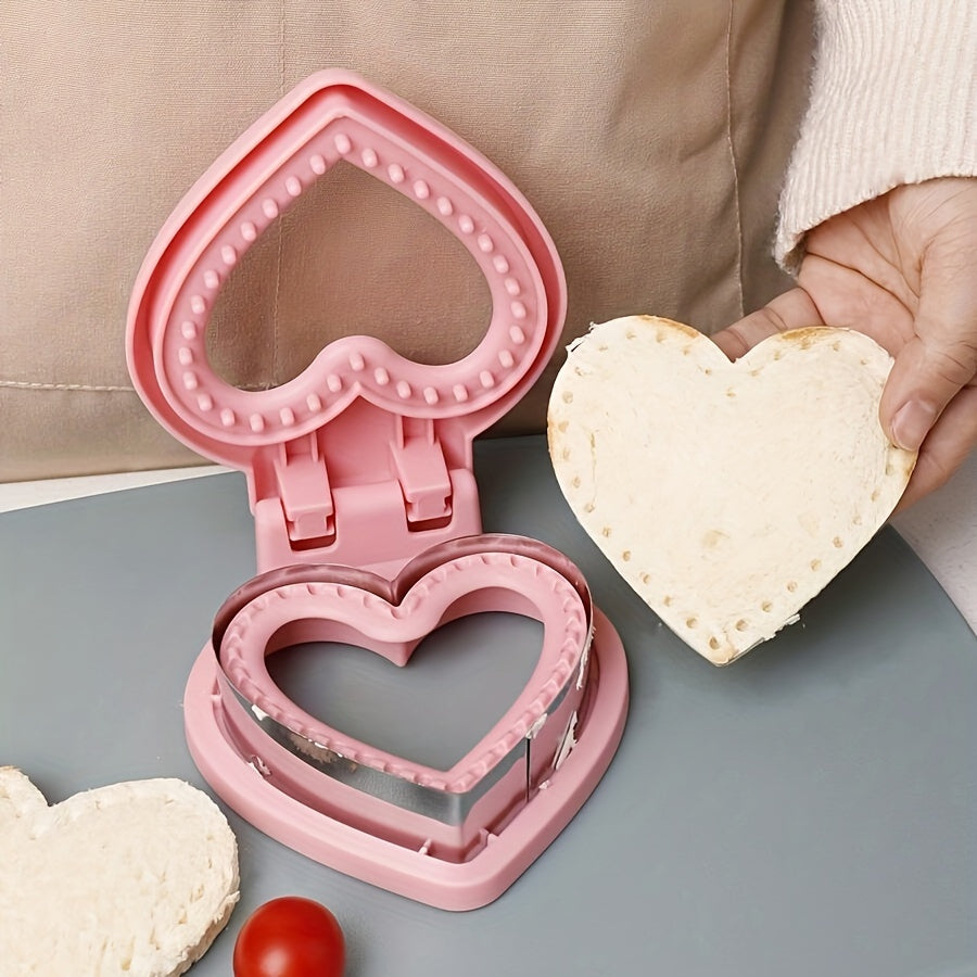 Stainless Steel Heart-Shaped Sandwich Cutter and Sealer Set - Perfect for Adding a Decorative Touch to Your Lunchbox or Baking Projects, Essential Kitchen Tool