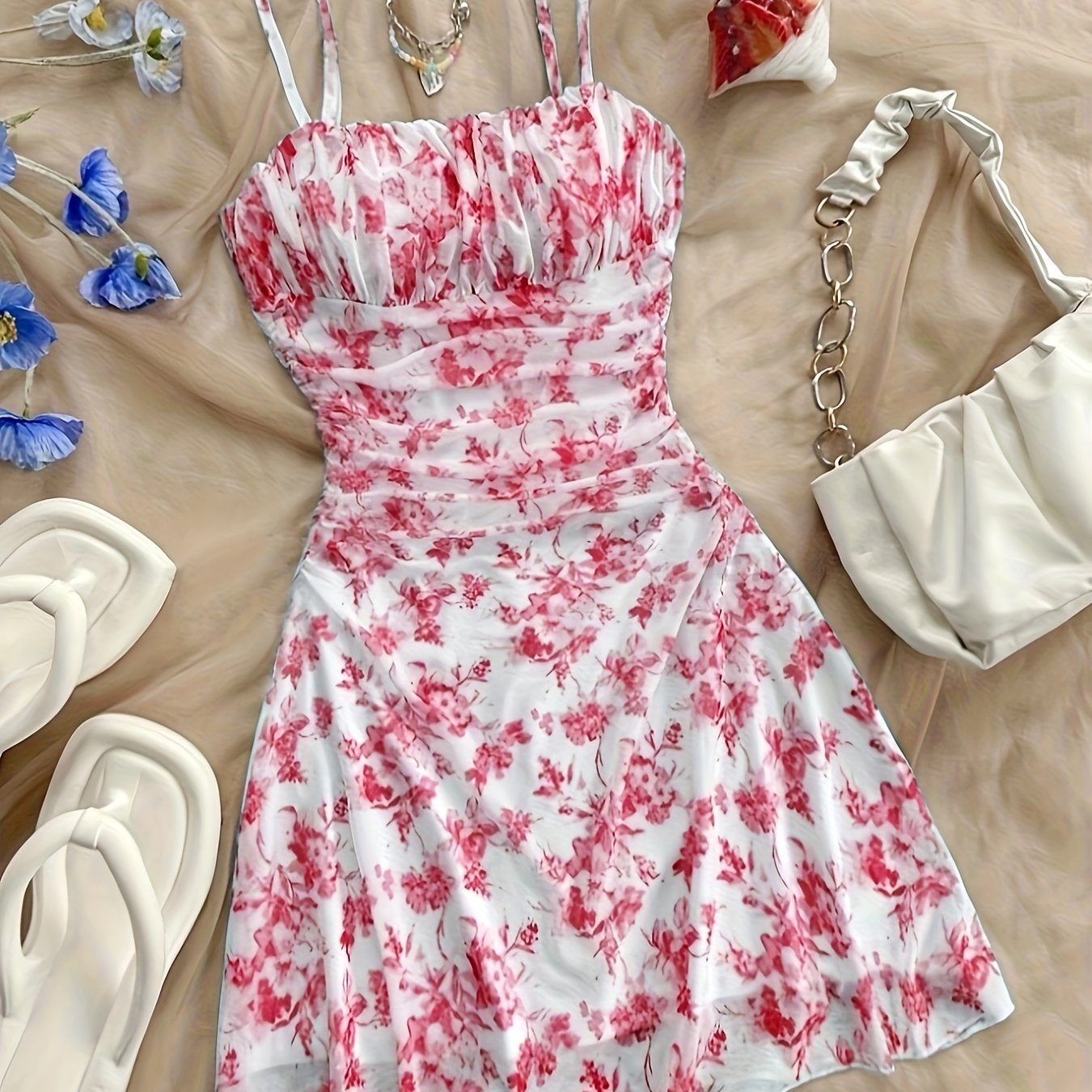 Stylish floral halter dress for women, perfect for any season.