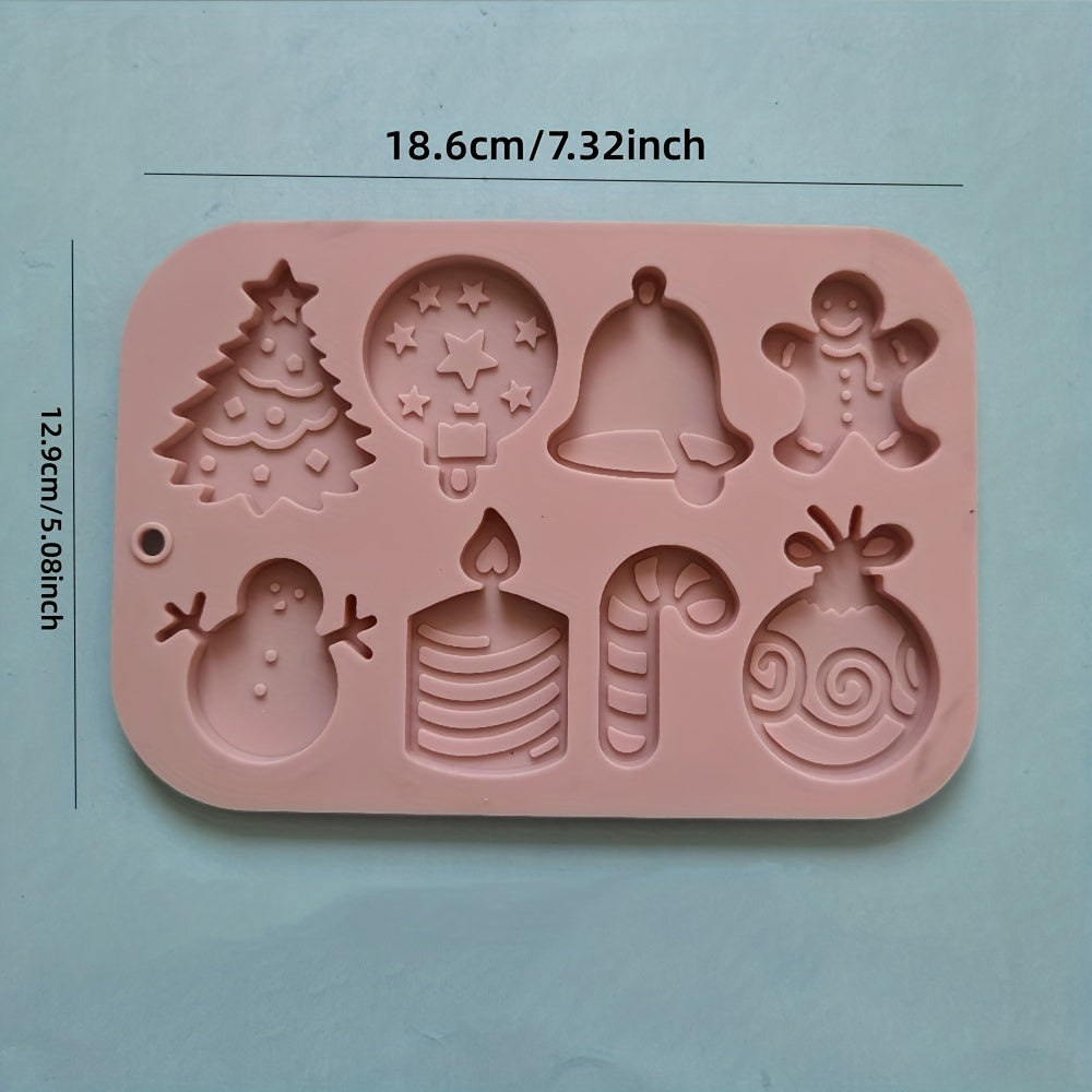 Christmas Silicone Mold, perfect for creating 3D fondant designs for your DIY treats. This versatile mold can be used for making pudding, chocolate candy, desserts, gummy candies, handmade soaps, aromatherapy candles, plaster crafts, polymer clay