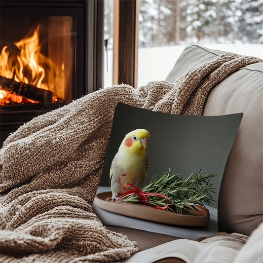 Throw Pillow Cover with Cockatiel Design - Made for Seasonal Decor with Durable and Double-Sided Features | Ideal for Living Room, Bedroom, or Office Sofa | Easy to Clean with Machine Washable Polyester Fabric (Insert Not Included)