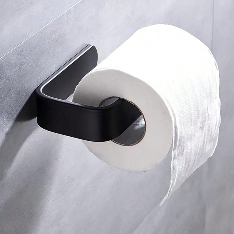 Self-adhesive toilet paper holder for bathroom and kitchen.