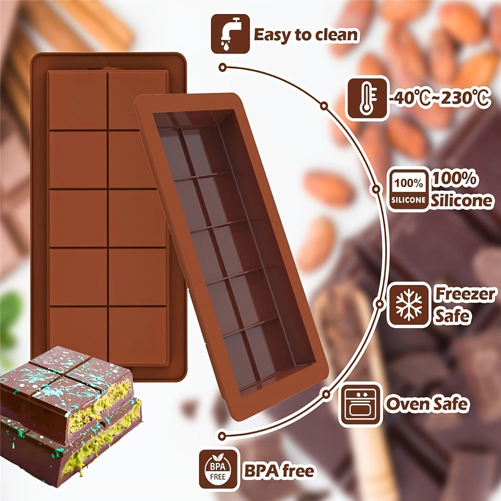 The Silicone Chocolate Mold with 10 Compartments is great for creating your own protein bars, cookies, and candies - perfect for homemade treats on Thanksgiving and Valentine's Day.