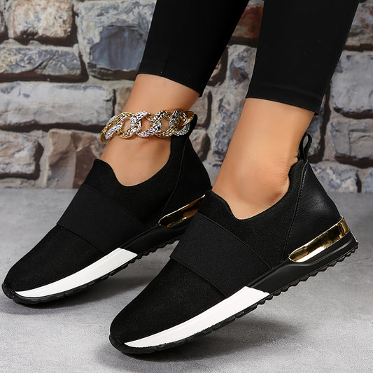 Women's solid color casual sneakers with soft sole platform slip-on design for comfortable daily wear.