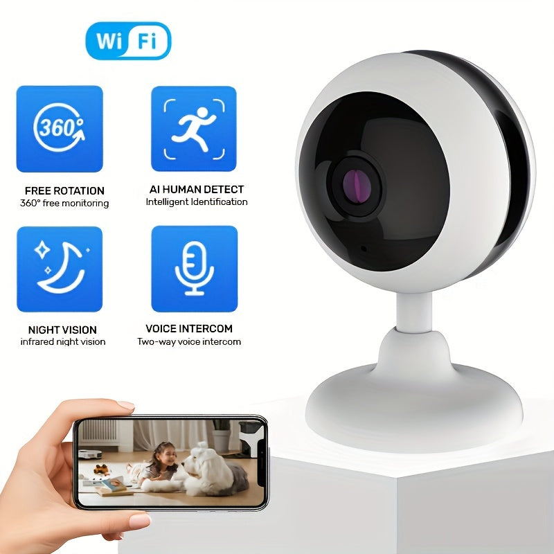 Smart Baby Monitor Camera with 1080P resolution, equipped with Motion Detection, Sound Detection, and Sound Alarm features. Perfect as a gift for Christmas, Halloween, and Thanksgiving. Memory card not included, must be purchased separately.