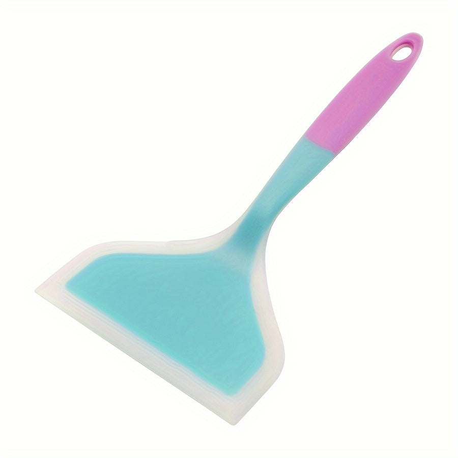 Nonstick silicone spatula turner for pancakes, eggs, fish, pizza, and steak. Heat-resistant and wide for easy flipping. Kitchen utensil accessory.